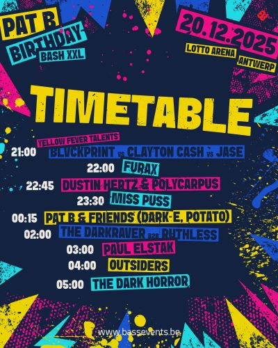 Pat B Birthday Bash XXL 2025 | Timetable